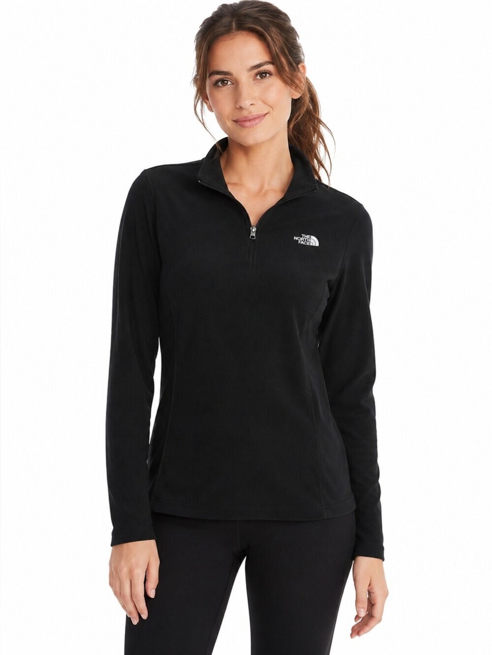 The North Face Women's TK100 Fleece Black Sweater Quarter Zip Size M Active